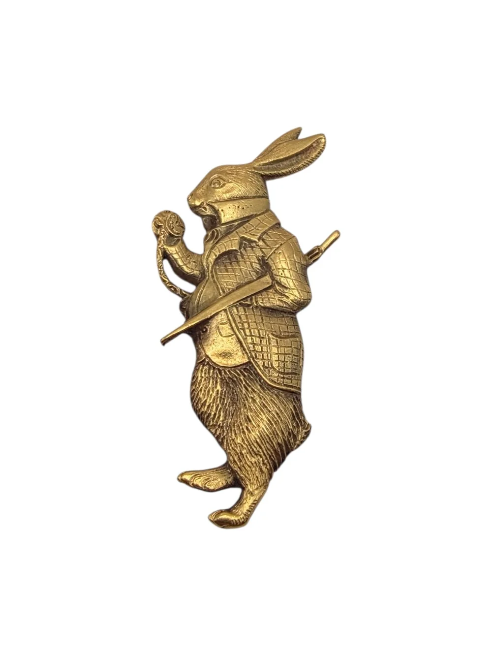Vintage 1991 C&G AIC White Rabbit Alice In Wonderland Brooch Pin Gold Tone *RARE
